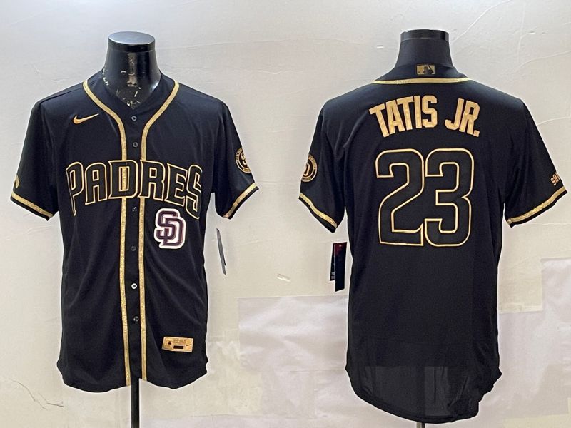 Men San Diego Padres #23 Tatis jr Black Gold Elite 2025 Nike MLB Jersey style 6